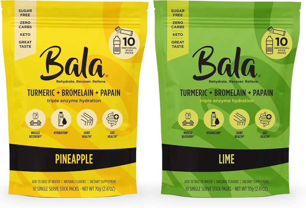 Paquetes de polvo BALA, sin azúcar, mezcla de hidratación para Gut Health, Sabores naturales, 20 Pack Bundle