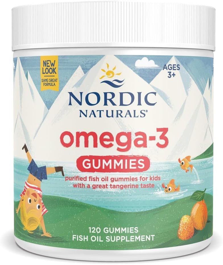 Nordic Naturals Nordic Omega-3 Gummies, Tangerine - 120 Gummies - 82 mg Total Omega-3 con EPA " DHA - Non-GMO - 60 Servimientos