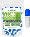 XPRS Nutra Size 3 Empty Capsules - 100 Conde Vegan - Vegetarian Empty Pill Capsules - DIY Vegetable Capsule Filling - Veggie Pill Empty Caps (Blue/White)