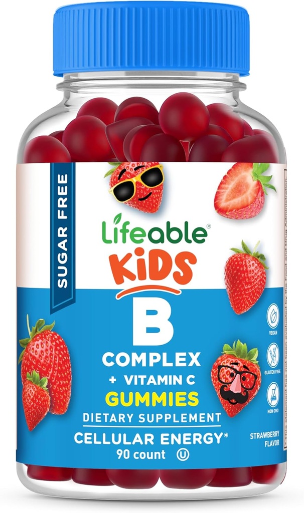 Complejo libre de vitamina B para niños TENIDO B-Complejo con vitamina C soporta Gran Tasting VIT B Complejo Vitaminas TENIDO Energía y Nerve Soporte para niños B Complejo de vitaminas para niños y niñas