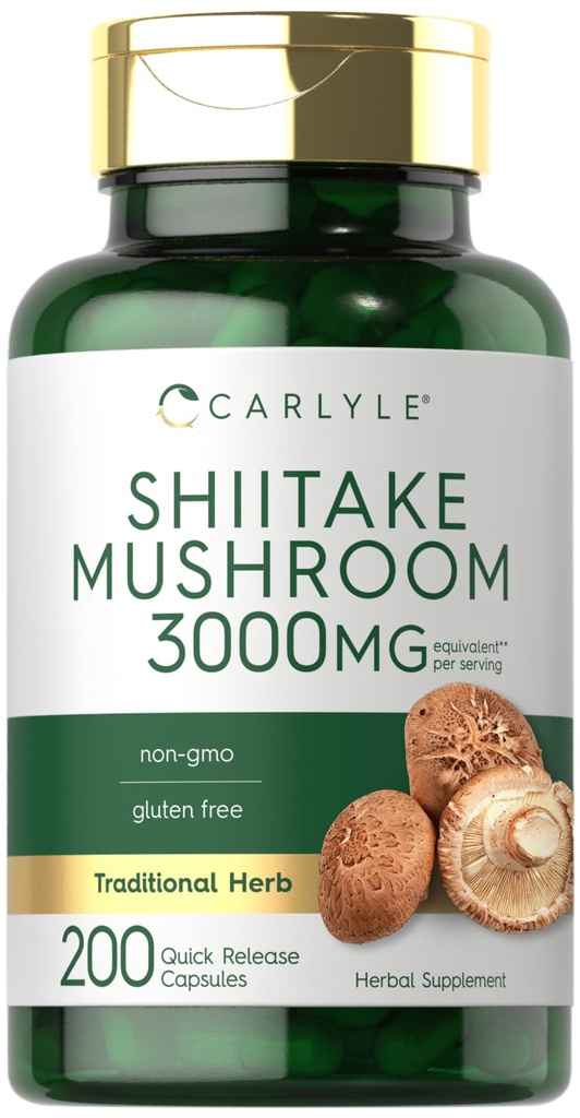 Carlyle Shiitake Mushroom Extract | 200 Capsules | Non-GMO, Gluten Free