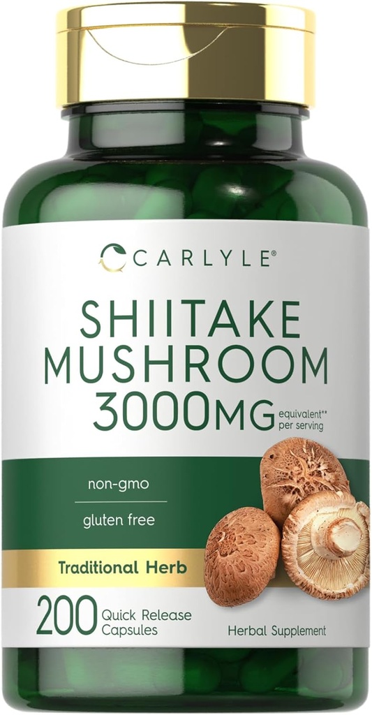 Carlyle Shiitake Mushroom Extract  3000mg ← 200 Capsules ← Non-GMO, Gluten Free