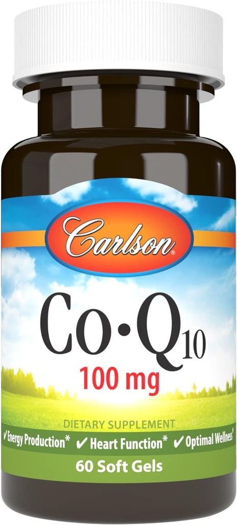 Carlson - Co-Q10, 100 mg, producción de energía y función cardíaca, 60 Softgels