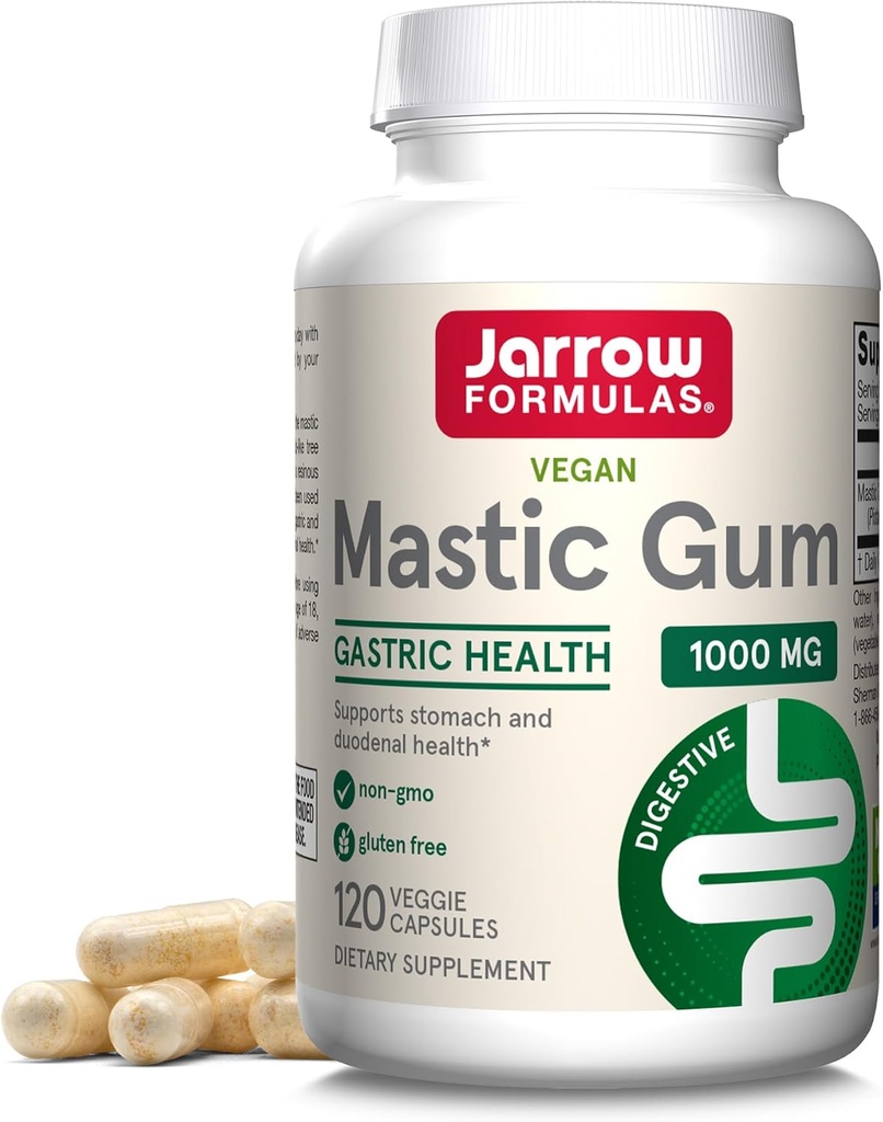 Jarrow Formulas Mastic Gum 1000 mg - 120 Veggie Caps - Natural Formula Supporting Stomach, Duodenal &amp; Oral Health - 60 Servings