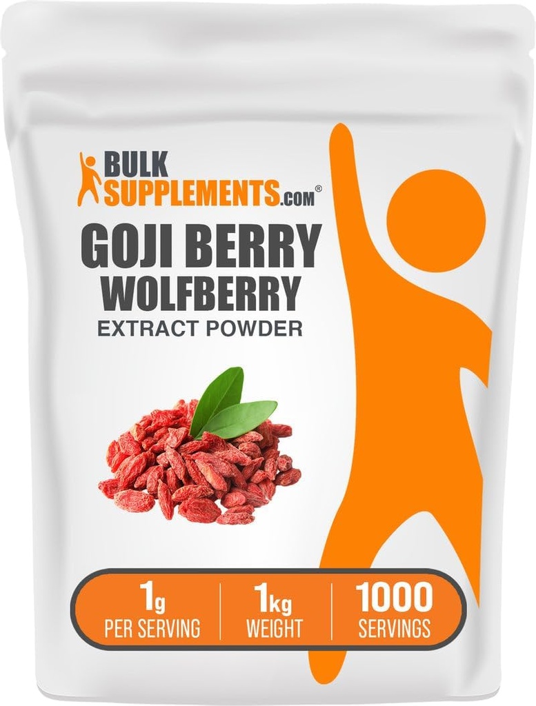 BulkSupplements.com Wolfberry Extract Powder -Goji Berries Supplement, Fruit Powder - Vegan &amp; Gluten Free, 1g per Serving, 1kg (2.2 lbs) (Pack of 1)