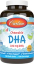 Carlson - DHA para niños, 100 mg DHA, salud cerebral, función de visión, crecimiento y desarrollo, naranja, 180 Softgels Chewable