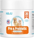 Probióticos de NBJU para perros Cat Probiotic Chews Asistencia Gut Health, Immunity Health, Diarrhea, Digestive Health & Seasonal Allergies - Chicken Flavor - 30 Chews Prebióticos y Probióticos