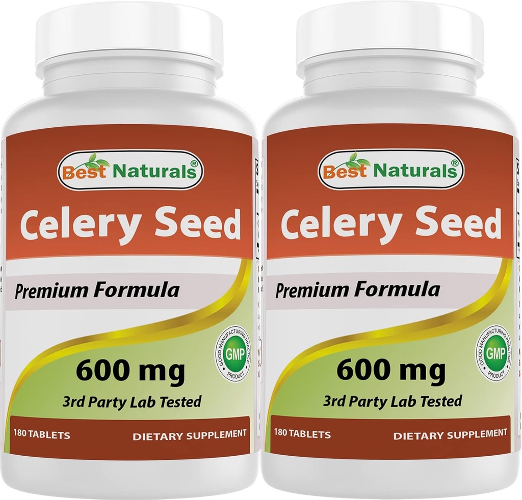 Mejores Naturales Celery Seed 600 mg 180 Tabletas (180 Conteo (Pack de 2))