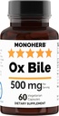 Ox Bile 500 mg - 60 Veg Capsules tóxico 250 mg por cápsula - Tamaño de servicio 2 cápsulas: 500 mg - 30 Actuaciones