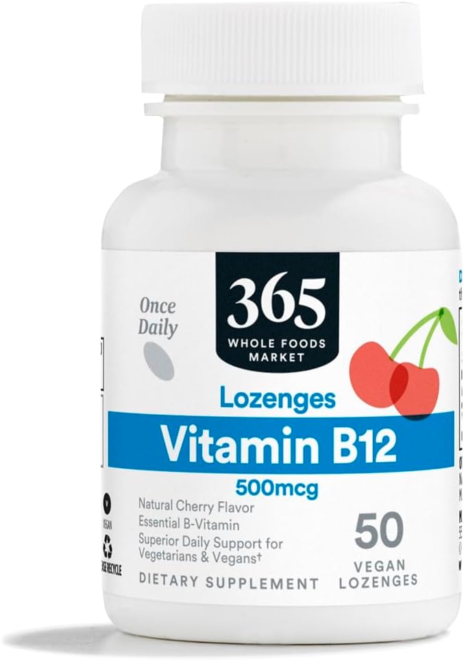365 by Whole Foods Market, Vitamin B12 500mcg Lozenges, Natural Cherry Flavor, Vegan, 50 Count