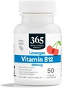 365 by Whole Foods Market, Vitamina B12 500mcg Lozenges, Natural Cherry Flavor, Vegan, 50 Cuenta