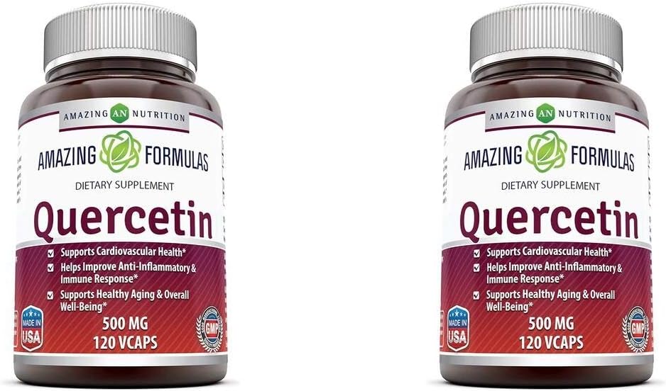 Fórmulas increíbles Quercetina 500 Mg, 120 VCaps - Suplemento dietético, cápsulas Vegan, no GMO, libre de gluten - Optimal con una dieta equilibrada y ejercicio regular