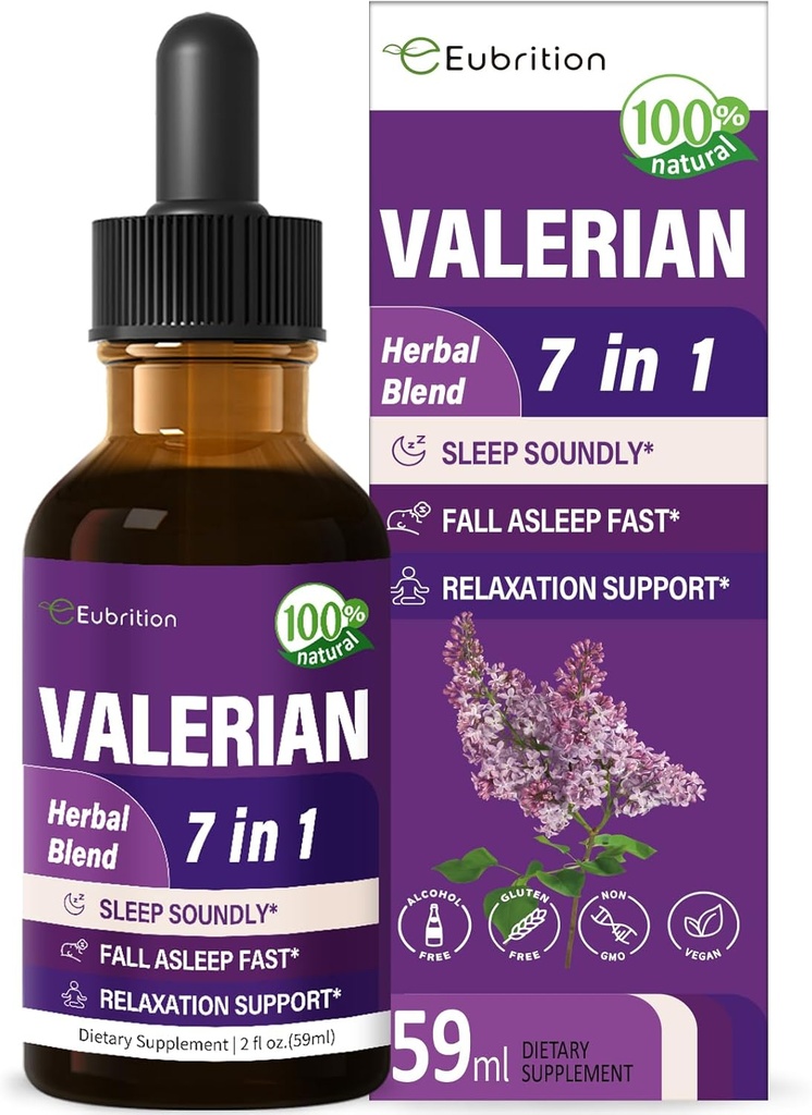 Valerian Root Sleep Support Drops, Passion Flower, Chamomile, Lavender, Soursop Leaves, " Hibiscus Herb Extract Supplement Tincture for Sleep Soundly " Deeply. Perfecto con sonidos de sueño. 2oz
