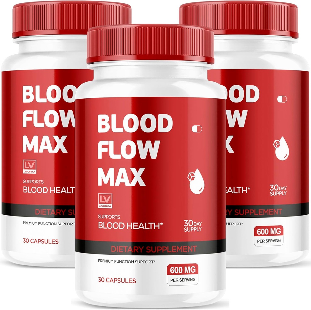 LIVORKA (3 Pack Blood Flow Max, Blood Flow Max Capsules, Blood Flow Max Blood Support, BloodFlow Max, Blood Flow Capsules for Generall Wellness, Blood Flow Max Pills, 90 cápsulas para 3 meses
