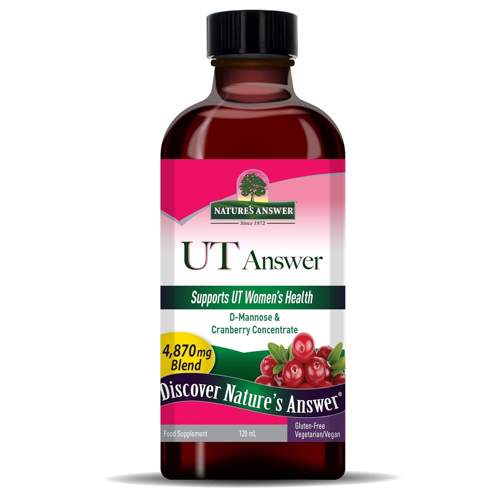 Respuesta de la naturaleza UT Respuesta del sistema Urinary Tract Apoyar ¦ Cranberry Flavor Suplemento dietético Silencioso libre de alcohol, sin gluten, no probado en animales &amp; Vegan 4oz