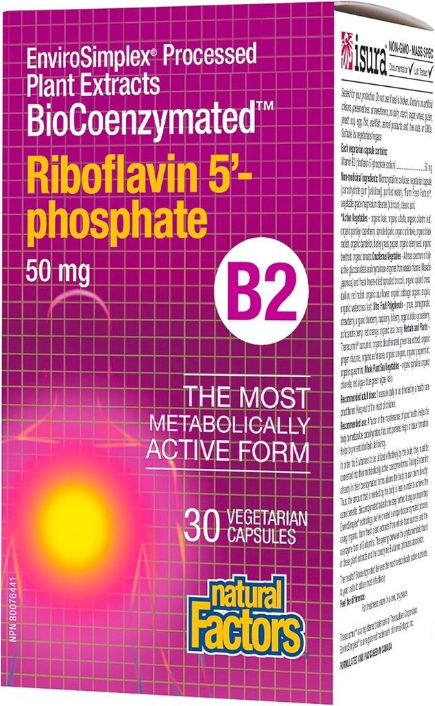 BioCoenzimatedRiboflavin5'-Phosphate 50mg Factores naturales 30 VegCaps