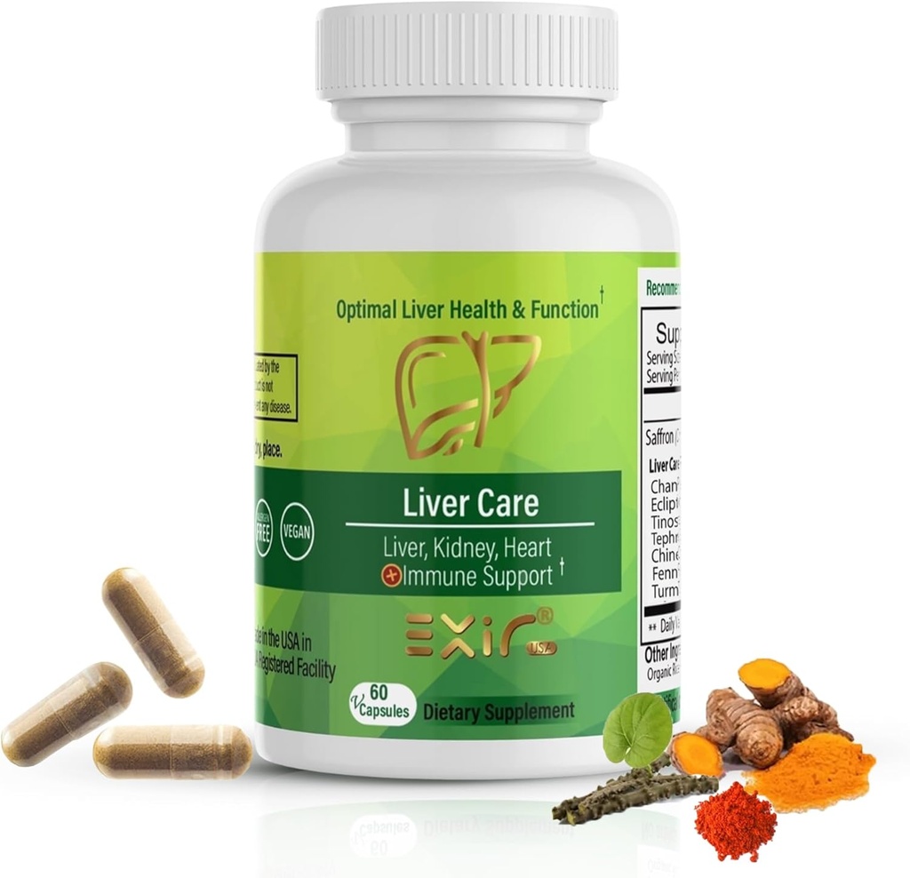 EXIR Suplemento Herbal Cleanse, 60 cápsulas Vegan – con Saffron, Chanca Piedra, Tinospora &amp; Eclipta – Apoyo Herbal para el bienestar del hígado, equilibrio digestivo y actividad antioxidante