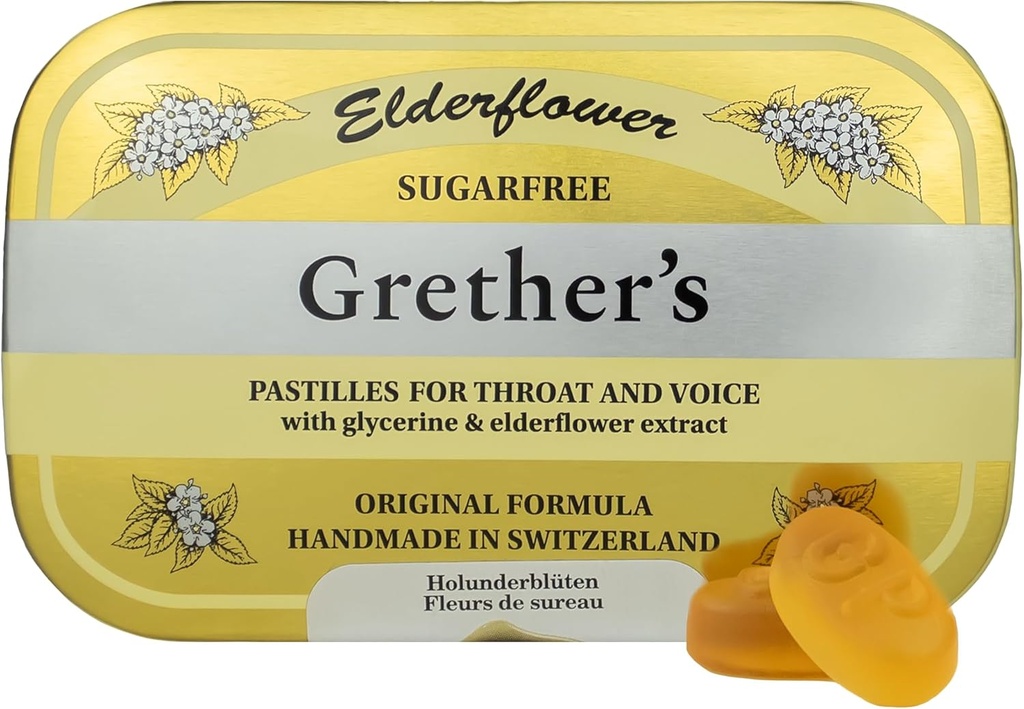 Pastilles sin azúcar GRETHER Remedy for Dry Mouth Relief - Soothing Throat &amp; Healthy Voice - Gift for Singers - 1-Pack - 2.1 oz.