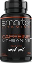 SmarterVitamins 200mg Caffeine Pills - MCT Aceite de 100% Coconuts + 100mg L-Theanine, Energy and Focus, Ampliado cápsula de liberación, 50 Liquid Softgels