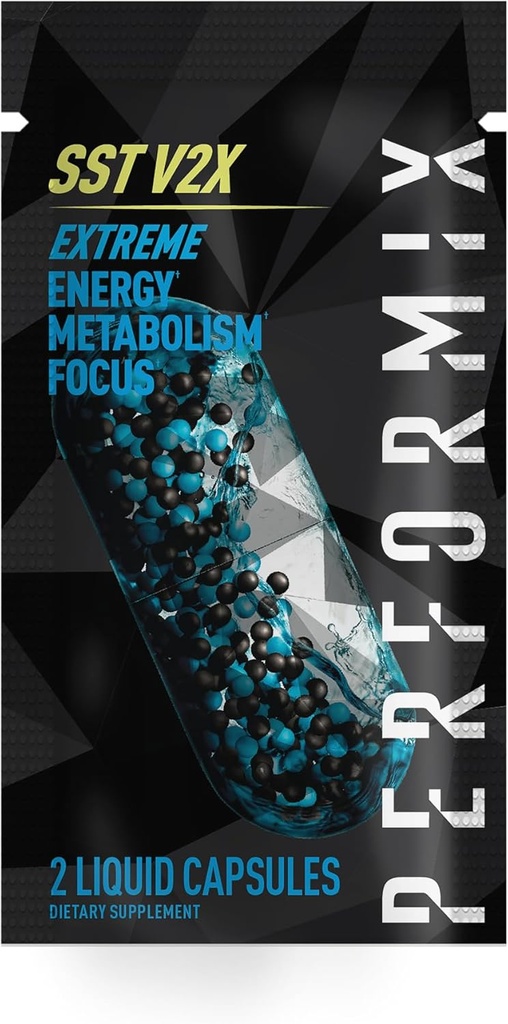 PERFORMIX - SST V2X - Pre Workout - 300 mg Caffeine - Suplementos de energía - No Crash - Objetivos de fitness - Nootropic - Timed-Release for All Day Focus, Mood & Energy Boost - Hombres Mujer - 2 cápsulas