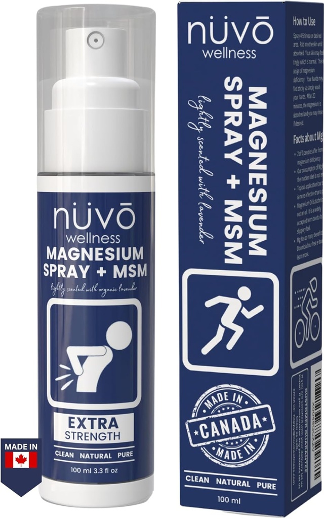 Espray de aceite de magnesio con MSM - Esparcirlo Away con Magnesio - Fórmula transdérmica de acción rápida para relajar músculos - ligeramente centrado con lavanda - Producto de Canadá 100 ml