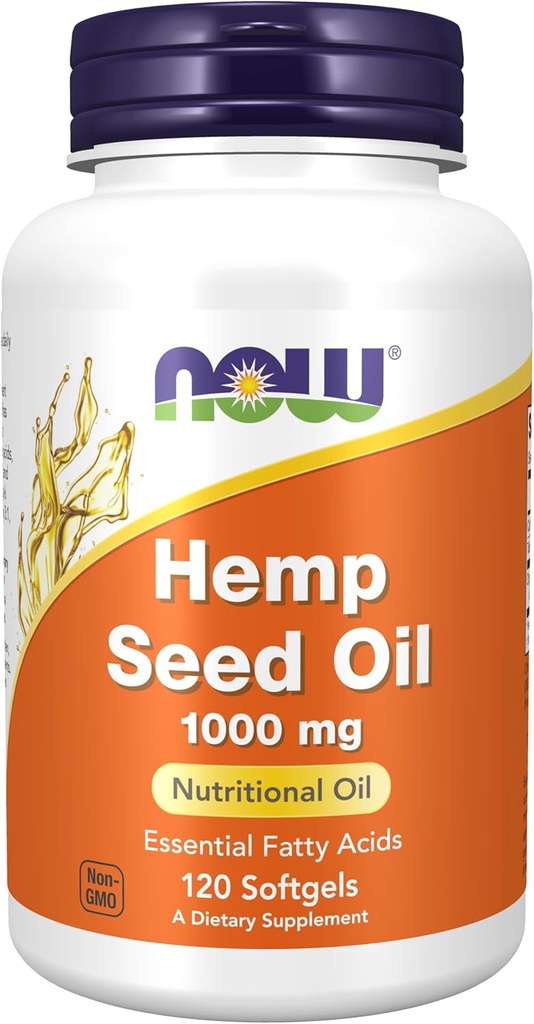 AHORA Suplementos de alimentos, aceite de semilla de cáñamo 1000 mg, ácidos grasos esenciales, aceite nutricional, 120 Softgels