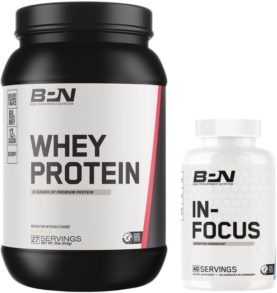 BARE PERFORMANCE NUTRITION BPN Whey Protein Powder " In-Focus Cognitive Support Bundle