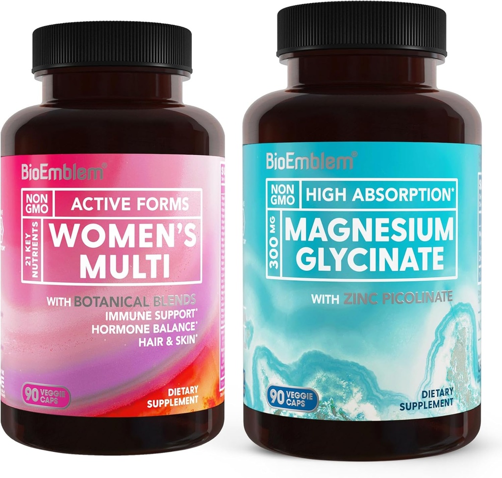 BioEmblem Magnesium Glycinate with Zinc and Women's Multivitamin