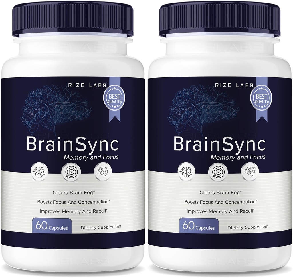 rize labs BrainSync Capsules – Daily Focus & Clarity Fórmula con un Blend Equilibrado para la Alerta y el Soporte de Memoria TENIDO Píldoras fáciles de tomar para uso diario (120 cápsulas)