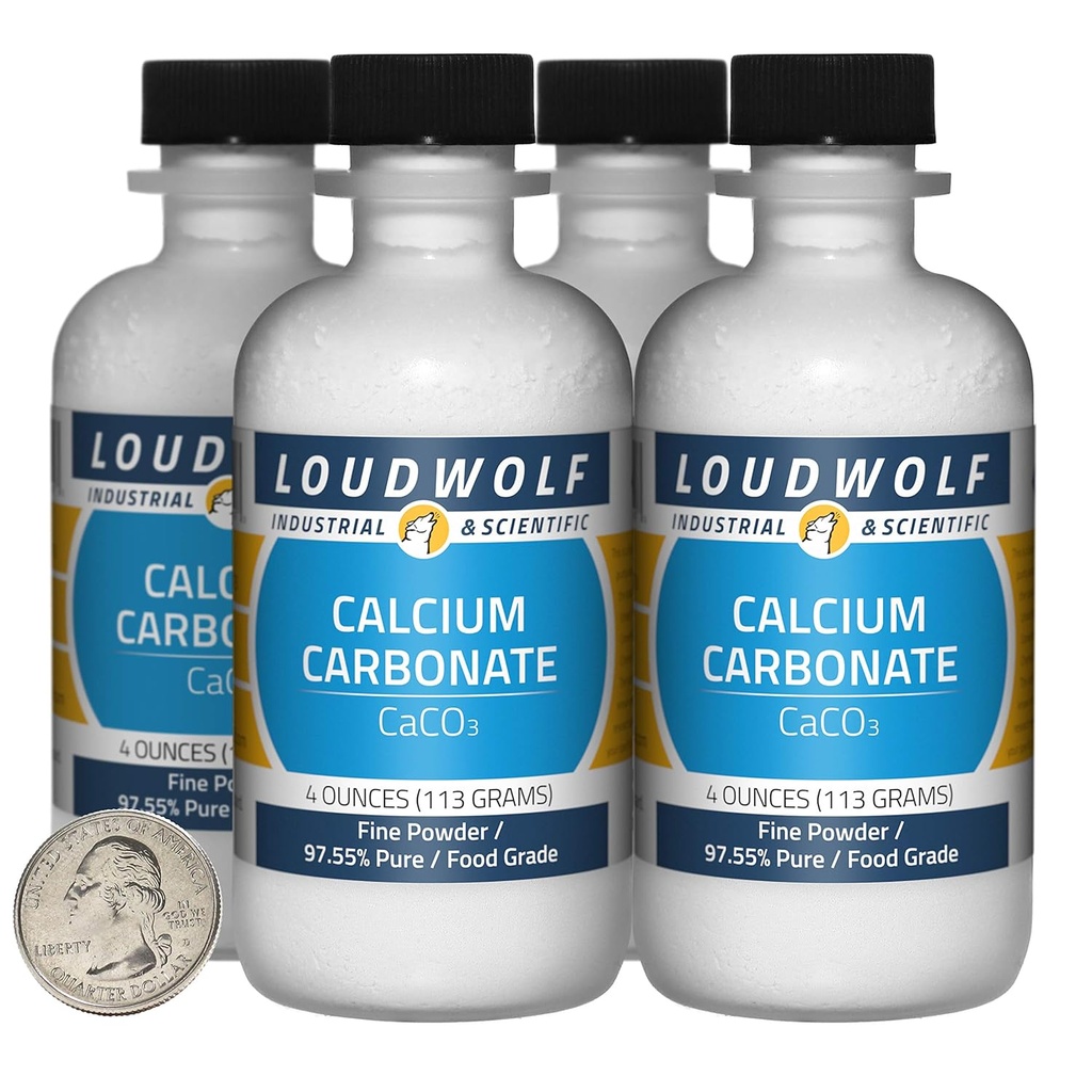Calcio Carbonato / 1 Libra / 4 Botellas / 97,55% Pure Food Grade/Fine Powder