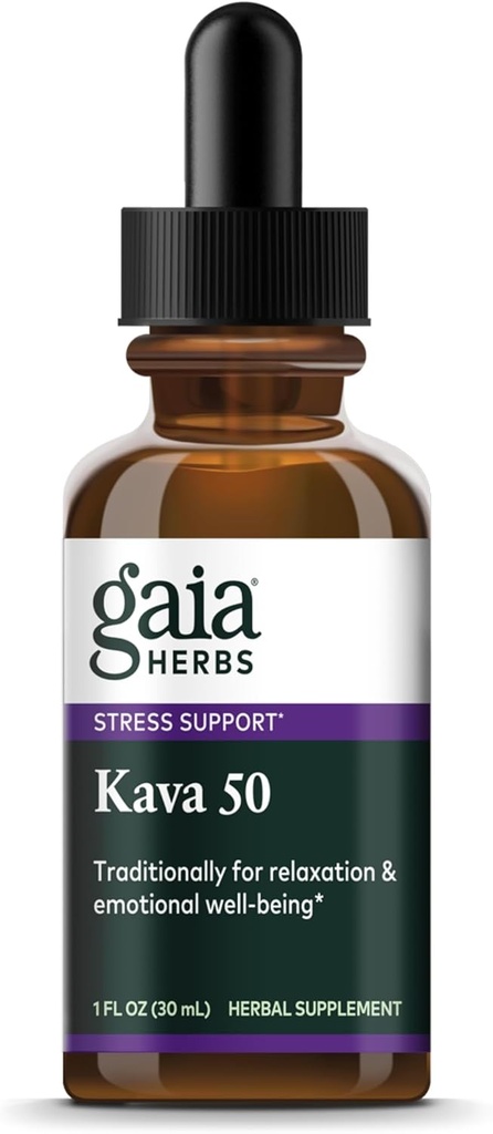 Gaia Herbs Kava Root Extra Strength - Ayuda a mantener un sentido de calma natural, relajación,* y bienestar emocional durante los tiempos de estrés - Hecho con Noble Kava Cultivars - 1 Fl Oz (20-Day Supply)