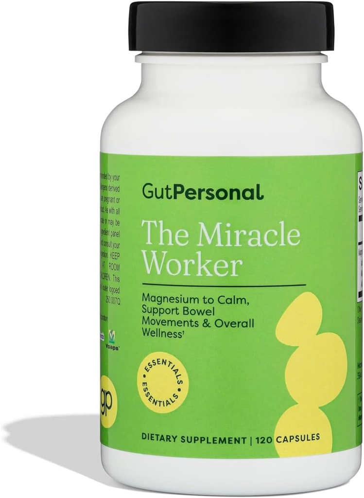 El Milagro Worker Magnesium Capsule Suplemento: Reducir el estrés y mejorar la calidad del sueño y la regularidad mientras calma los cáñamos musculares, cápsulas, 60 apariciones, 120 cts