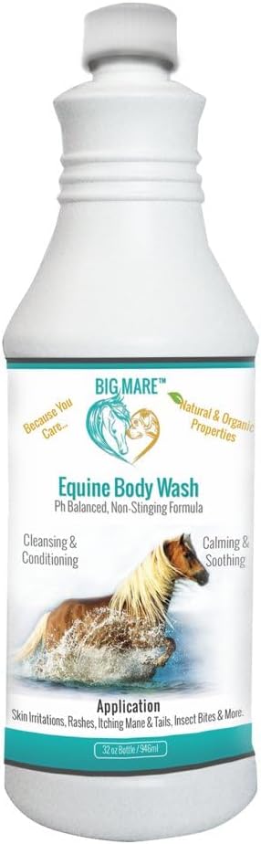Big Mare Horse Medicated Body Wash ¦ Clinically Provented Effective for Girth Itch, Scratches, Hives, Rain Rot, Dry, Irritated Skin &amp; Hair Loss ← Veterinary Aprobado &amp; Recomendado 32 oz Bottle