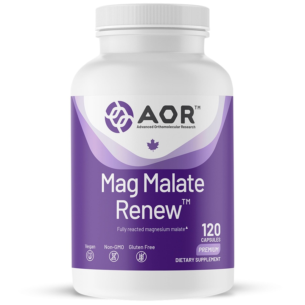 AOR, Mag Malate Renew, Supports a Healthy Heart, Muscle Function and Energy, Magnesium Supplement, 120 servings (120 cápsulas)