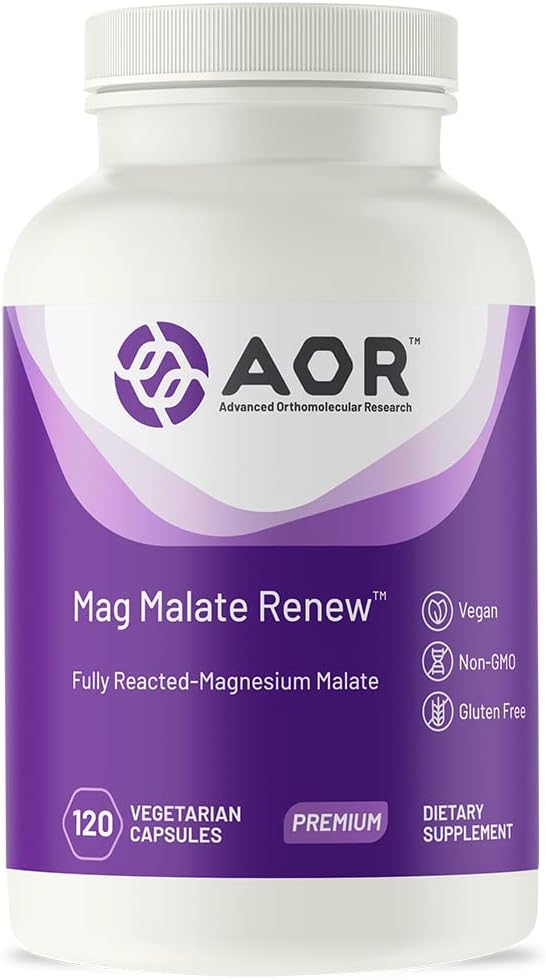 AOR, Mag Malate Renew, Supports a Healthy Heart, Muscle Function and Energy, Magnesium Supplement, 120 servings (120 cápsulas)