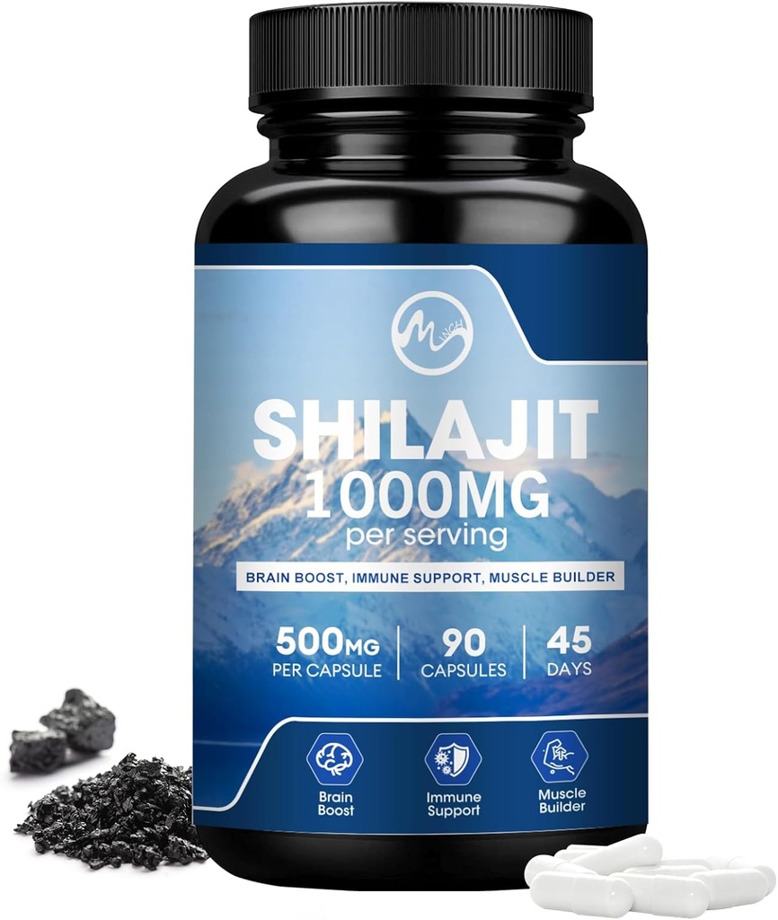 Shilajit Supplement, Shilajit Capsules with Fulvic Acid for Men ' Women, Shilajit with 85+ Trace Minerals for Energy, Performance & Immune Health ← Non-GMO - 90 Capsules