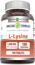 Fórmulas increíbles L-Lysine 1000 Mg Amino Acid Suplemento TENIDO Tablets ← No-GM0 TEN Gluten-Free TEN Made in USA (1 Pack TEN 180 Count)