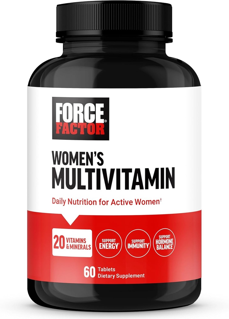 Factor de fuerza Multivitamina de las mujeres, multivitamínico para las mujeres para apoyar el equilibrio hormonal, la energía, la inmunidad y la salud de las cabras, con 20 vitaminas & minerales, Ashwagandha, Chasteberry y más, 60 tabletas