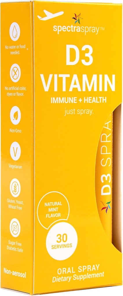 Espectraspray Vitamina D3 Spray Vitaminas - Oral Natural Efectiva 5000IU Vitamina D3, 30 Day Supply