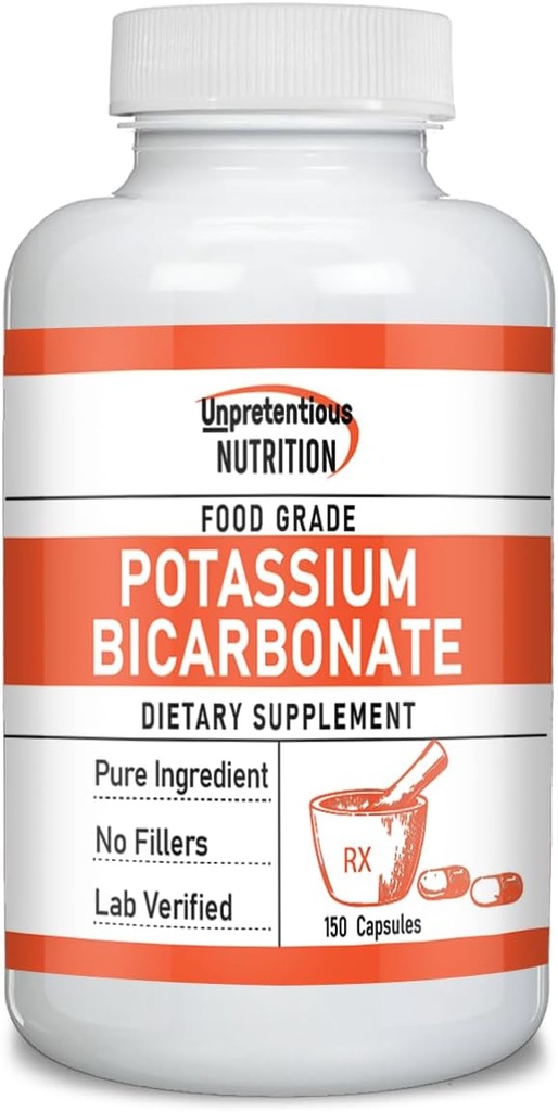 Bicarbonato de Potasio Inpretencioso (150 caps), Suplemento dietético, No Fillers, Lab Verified