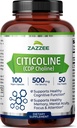 Zazzee Extra Strength Citicoline, 500 mg por Serving, 100 cápsulas Vegan, Formulario CDP superior, 100% Vegetariano y Grado Farmacéutico, 50-Day Supply, All-Natural and Non-GMO