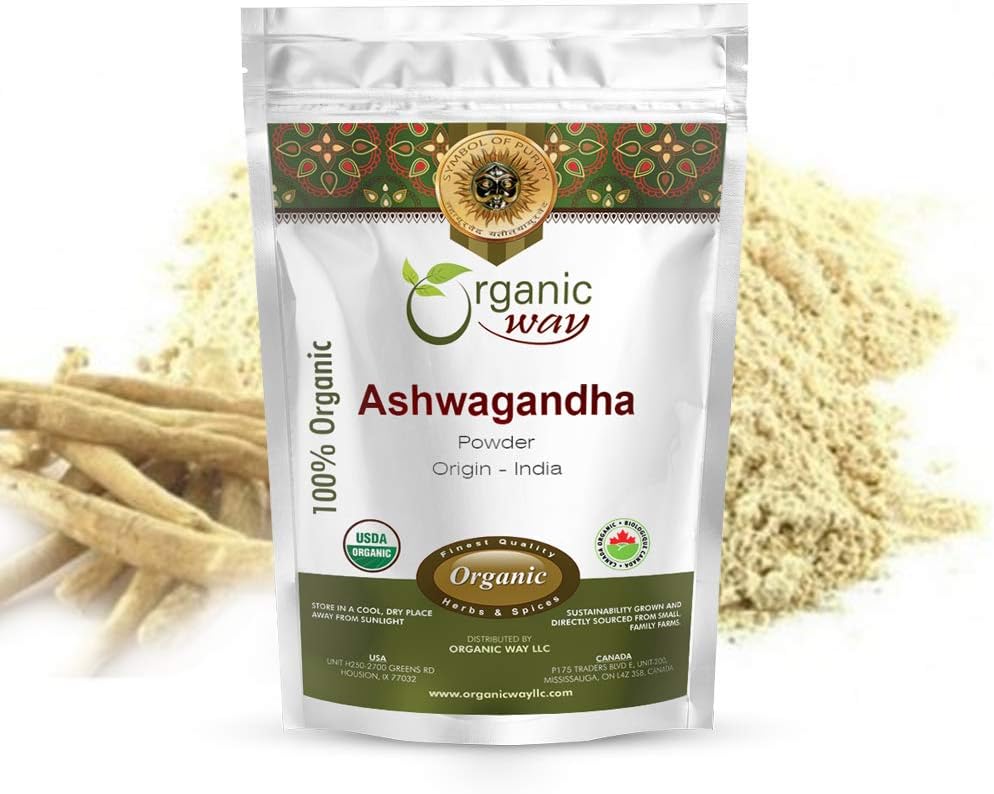 Orgánica Premium Ashwagandha Root Powder (Conania somnifera) - Orgánica &amp; Kosher Certified ← Vegan Silencio No GMO &amp; Gluten Free ← USDA Certified  durable Origin - India ← 1/4 Lb (4 Oz)