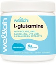 Wellah L-Glutamine Powder Unflavored (50 Servings) - 5g L-Glutamine Per Serving, Sweetened with Stevia