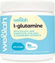 Wellah L-Glutamine Powder Unflavored (50 Servings) - 5g L-Glutamine Por Serving, Endulzado con Stevia