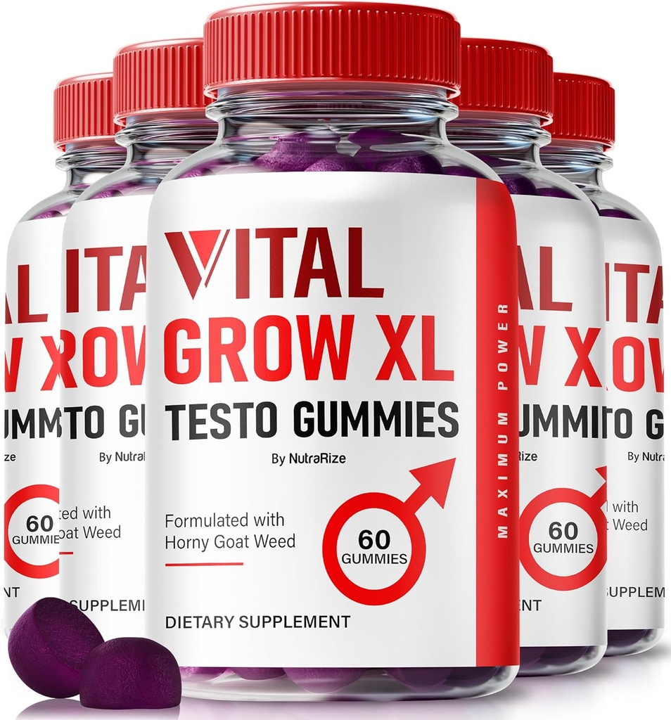 NutraRize (Pack of 5 Vital Grow XL, Official Vital Grow XL Testo Gummies for Hombre, Boost Stamina and Confidence Gummy for Mens, Vital GrowXL Male Support Gomitas (300 Gummies)