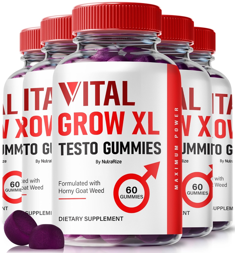 NutraRize (Pack of 5 Vital Grow XL, Official Vital Grow XL Testo Gummies for Hombre, Boost Stamina and Confidence Gummy for Mens, Vital GrowXL Male Support Gomitas (300 Gummies)
