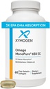 XYMOGEN Omega MonoPure 650 EC - Omega-3 Fish Oil Supplements for Women & Men - with EPA, DHA & DPA - Smaller Softgels with 3X Greater Absorption - Support a Healthy Heart & Cognition (120 Softgels)