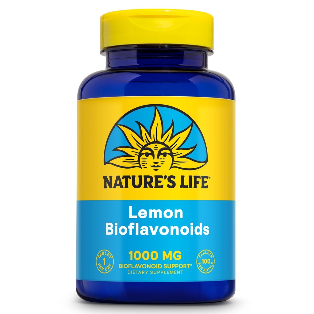 Vida de la Naturaleza Bioflavonoides Lemon 1000mg - Citrus Bioflavonoides Suplemento con Hesperidina y Rutina - Antioxidante y Soporte Celular, Vitamina C Absorción - 60 días Garantía, 100 Serv, 100 Tabletas