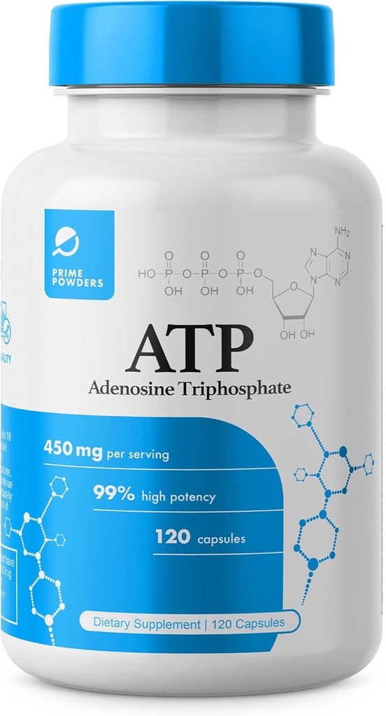 ATP Capsules - 120 Capsules - Adenosine Triphosphate Disodium - 400mg por Serving - energía más fuerte resistencia