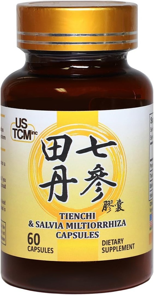 Tienchi Danshen Capsules Pseudoginseng Notoginseng Sanqi Salvia Miltiorrhiza Red Sage Capsules 500mg 60 Vegetable Capsules 100% Natural No Preservatives for Healthy Cardiovascular System Made in USA